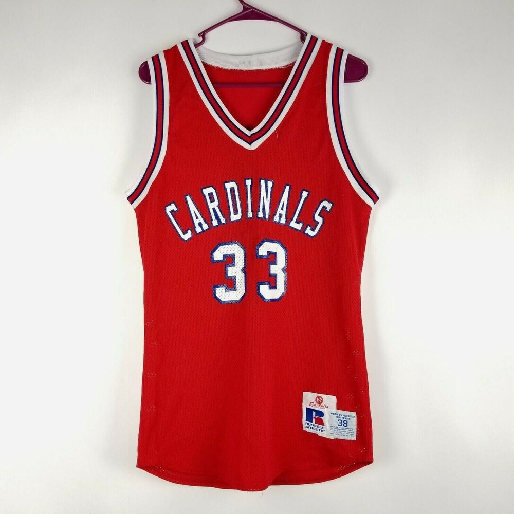 Vintage Cardinals Basketball Jersey #33 Russell Athletic Size‎ 38 Red White Blue